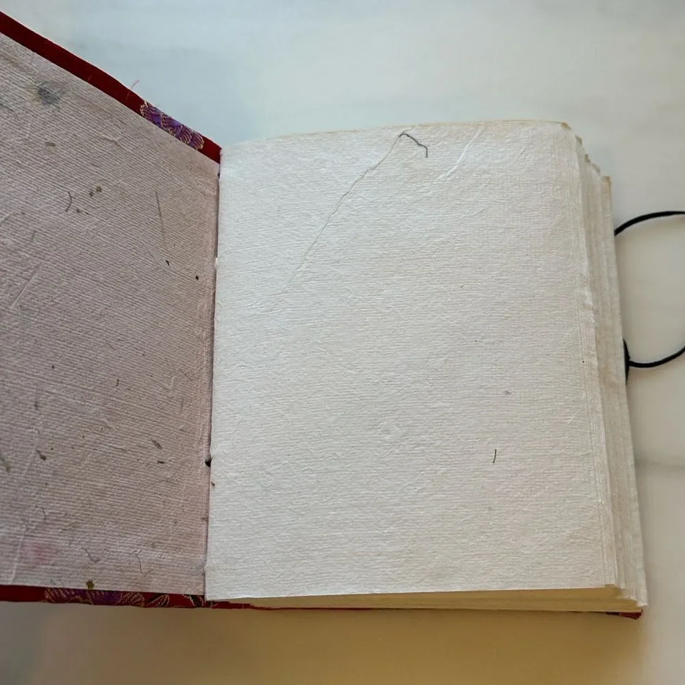 Red Floral Notepad Journal with Handmade Paper